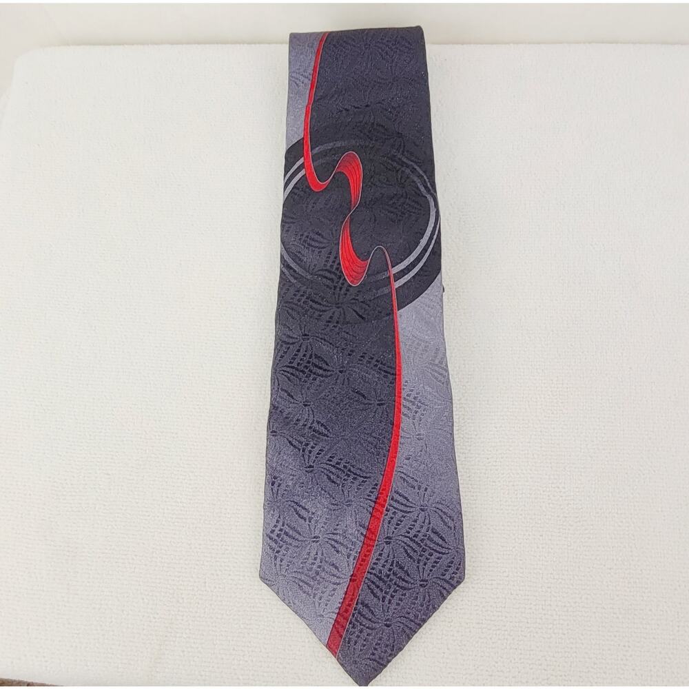 Sopranos Bada Bing black grey silk tie Retro Office Career Fan gear